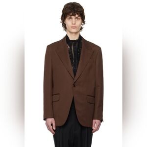 SIMONE ROCHA Men's Wide Peak Embellished Dinner Blazer Jacket Brown M Org $1,925